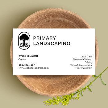 simple landscaping  lawn care design tree roots business card
