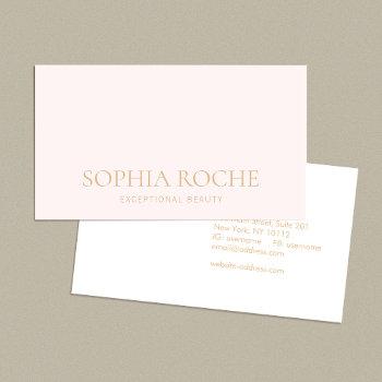 simple light pink beauty salon & spa business card