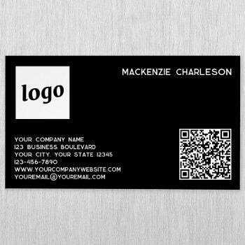 simple logo and qr code black business card magnet
