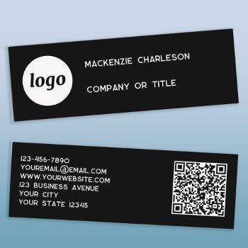 simple logo and qr code black mini business card
