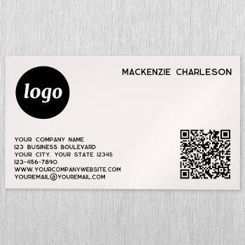 simple logo and qr code blush pink business card magnet