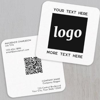 simple logo and text qr code square business card