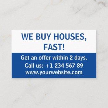 simple minimal real estate investor  we buy houses business card