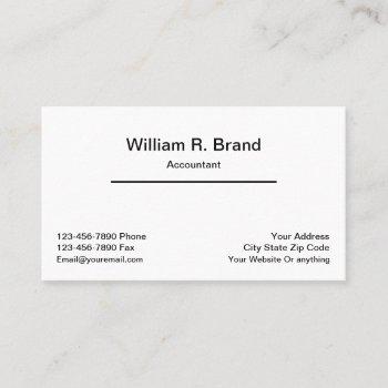 simple minimalist accountant business card