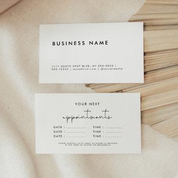 simple minimalist business multiple dates appointment card
