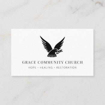 simple minimalist modern dove black white church business card