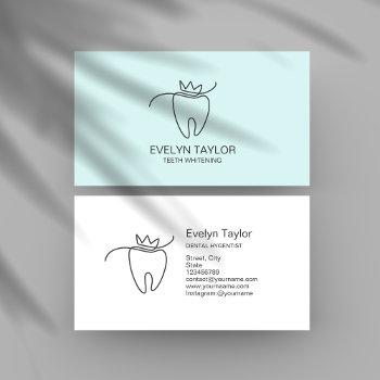 simple modern dentist dental teeth whitening business card
