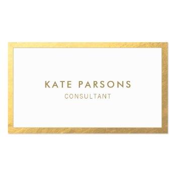 Small Simple Modern Gold Border  Business Card Front View
