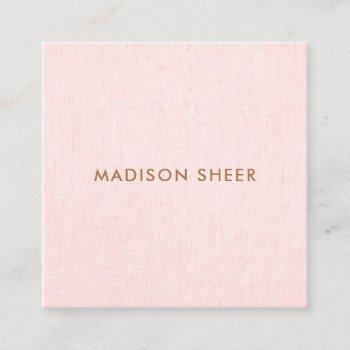simple modern pink linen,  beauty salon square business card