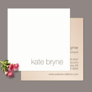 simple modern white professional rose gold back square business card