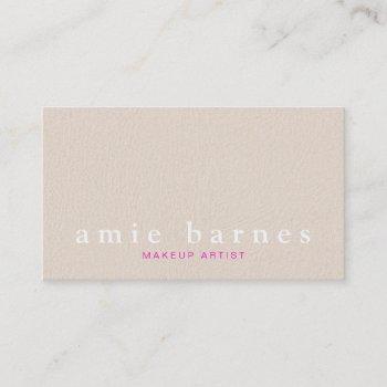 simple muted pink textured leather look feminine business card