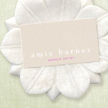 simple muted pink textured leather look feminine business card