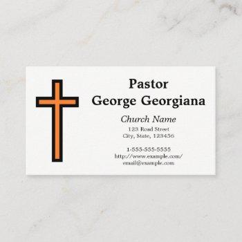 simple orange & black christian cross business car business card