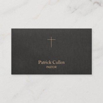 simple  pastor priest crucifix black business card
