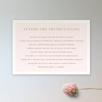 simple pink  aftercare for lash extensions spa business card