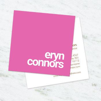 simple pink bold modern typography square business card