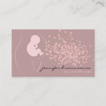 simple pink doula birth coach pregnant business card