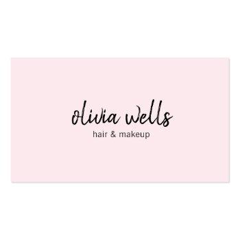 Small Simple Pink Handwritten Social Media Icons Business Card Front View