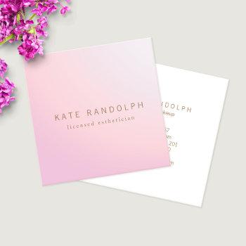 simple pink lavender ombre esthetician square square business card