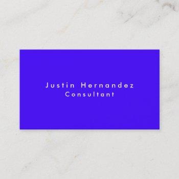simple plain elegant ultramarine blue minimalist business card