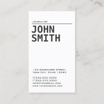 simple plain white journalist business card