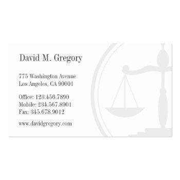 Small Simple Professional Attorney Lawyer Law Firm Business Card Back View