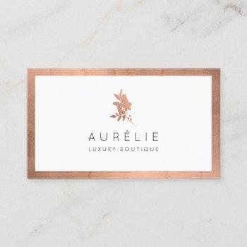simple rose gold floral luxury boutique business card