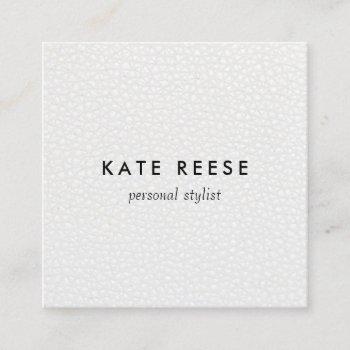 simple stylish white leather professional stylist square business card