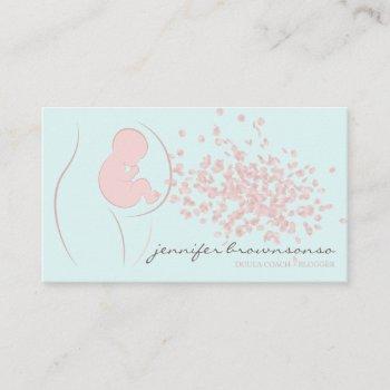 simple teal doula birth coach pregnant business card