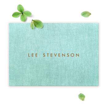 Small Simple, Turquoise Blue, Linen Look, Minimalist Business Card Front View
