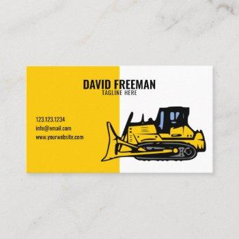 simple white and yellow construction bulldozer business card