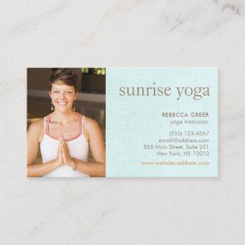 simple white lotus flower yoga teacher photo business card