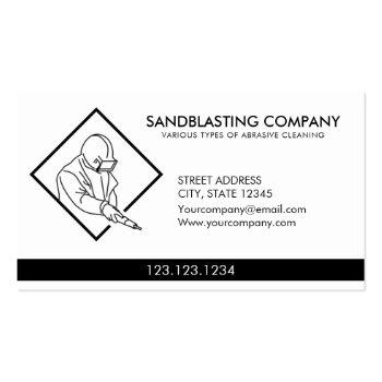 Small Simple White Sandblasting Power Washer Cleaning Business Card Front View
