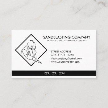 simple white sandblasting power washer cleaning business card