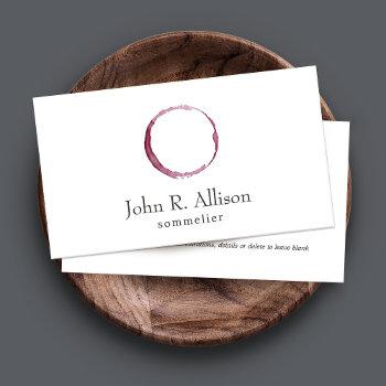 simple wine stain sommelier bartender business card