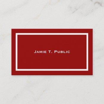 simplicity: white banded frame, red background business card