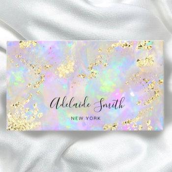 simulated glitter on faux iridescent opal texture business card