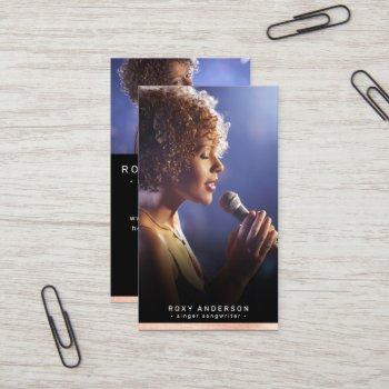 singer musician modern black rose gold foil business card