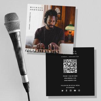 singer musician photo performer qr code square business card