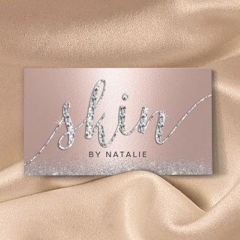 skincare salon rose gold luxury esthetician business card