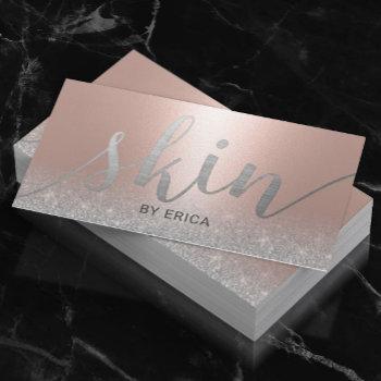 skincare salon spa esthetician blush rose gold business card