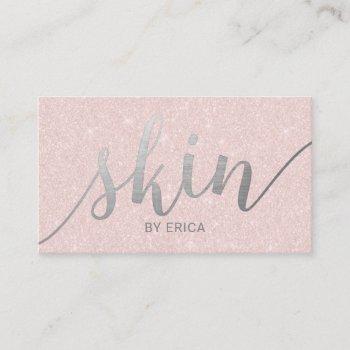 skincare salon spa esthetician elegant blush pink business card