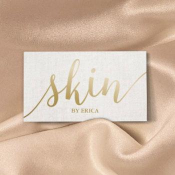 skincare salon spa esthetician elegant gold script business card