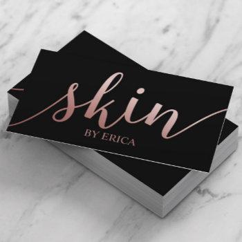 skincare salon spa esthetician rose gold & black business card