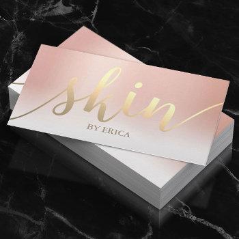 skincare salon spa esthetician rose gold pastel business card