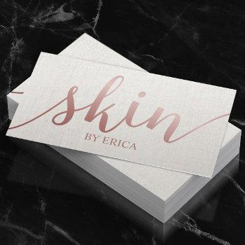 skincare salon spa esthetician rose gold script business card