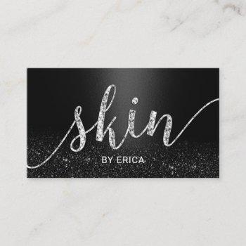 skincare salon spa esthetician script modern black business card