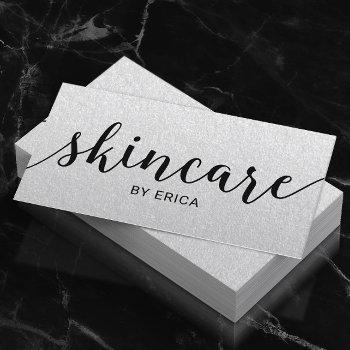 skincare typography elegant esthetician silver business card