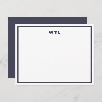 slate gray initials monogram modern note card