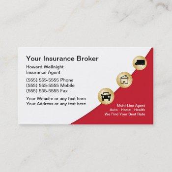 sleek modern insurance broker business cards